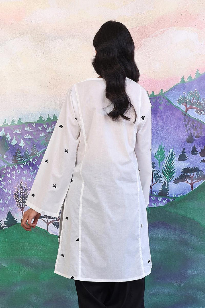 Generation - Gul Meena Safaida Kurta - Black White - Lawn - 1 Piece