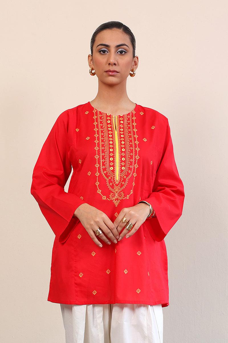 Generation - Gul Meena Crimson Kurti - Red - Lawn - 1 Piece