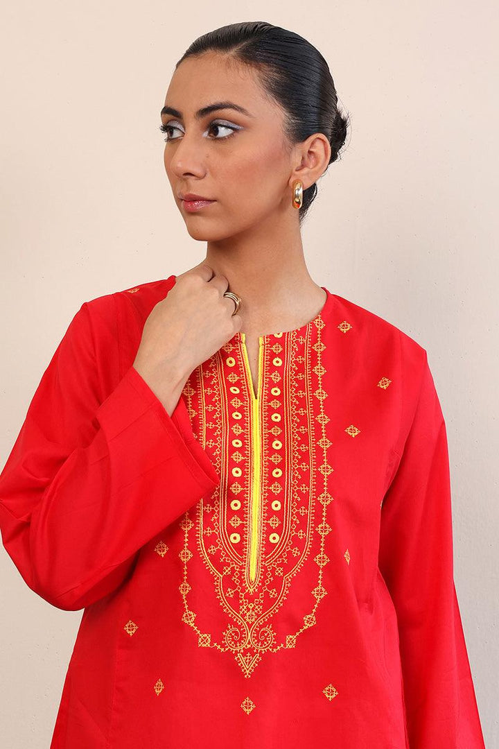 Generation - Gul Meena Crimson Kurti - Red - Lawn - 1 Piece
