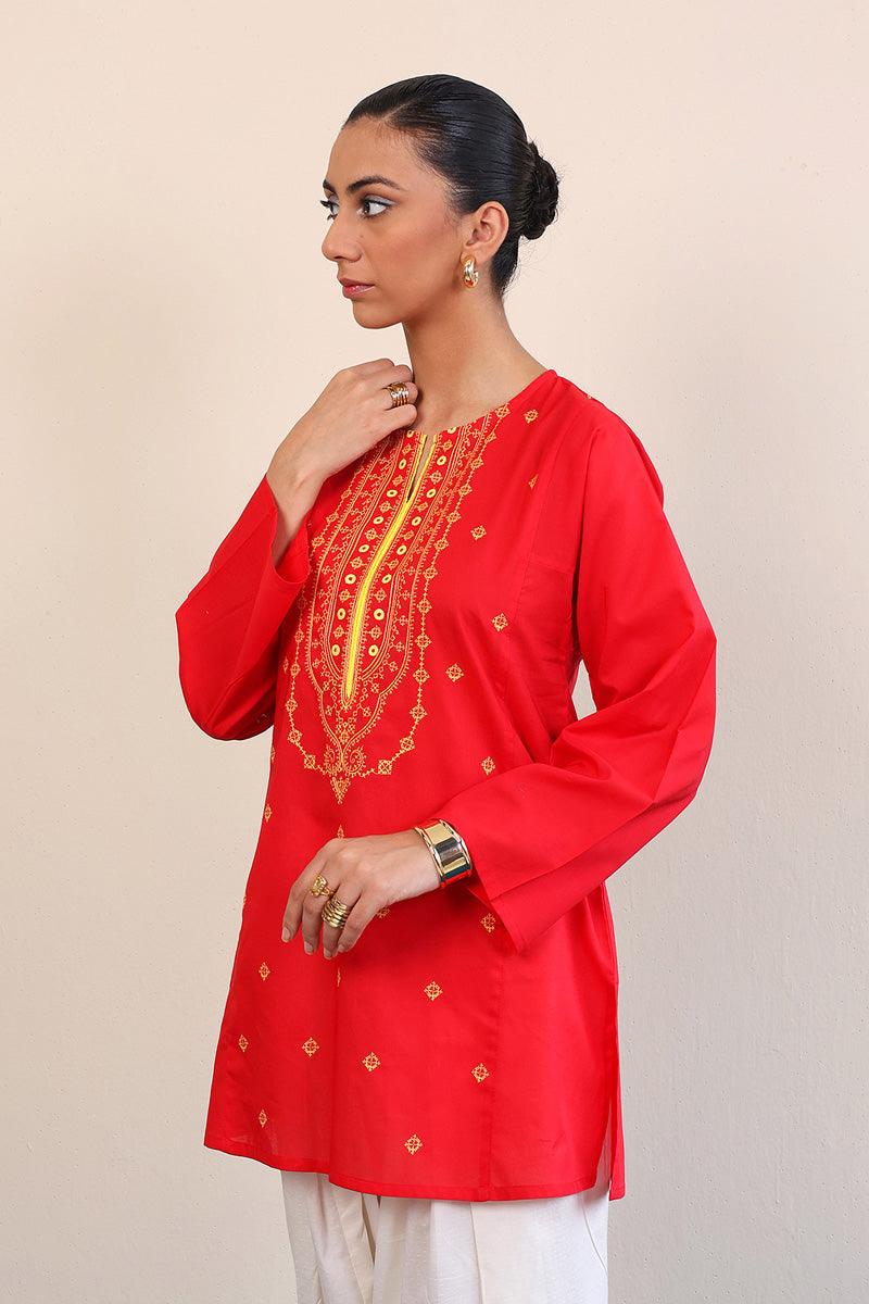 Generation - Gul Meena Crimson Kurti - Red - Lawn - 1 Piece