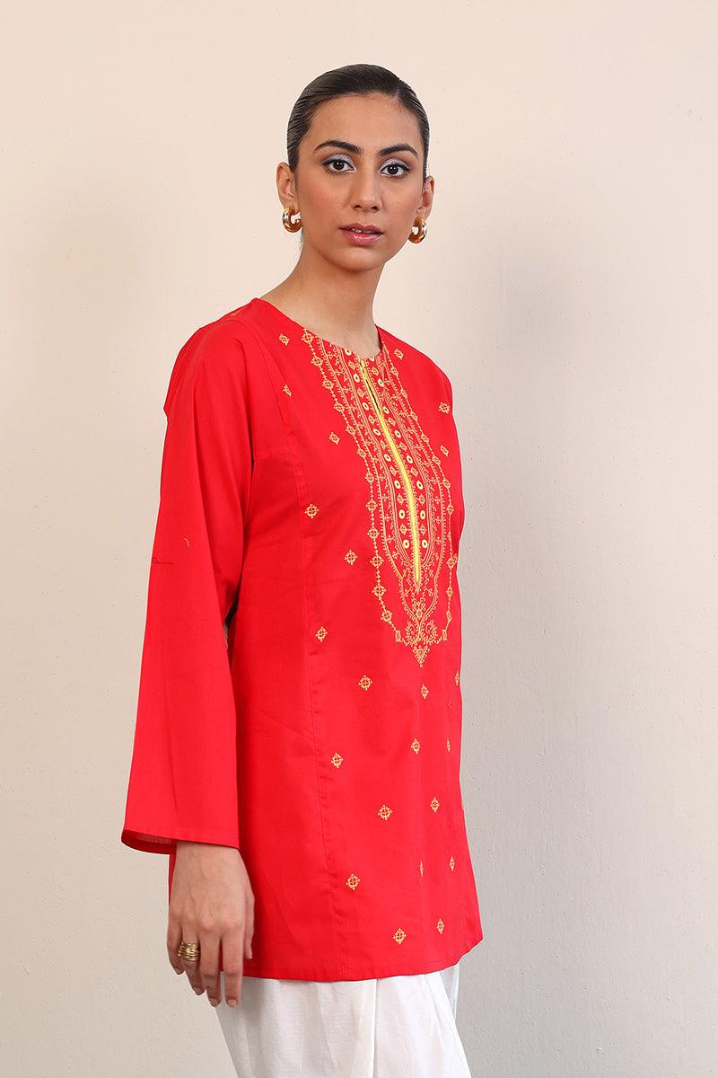 Generation - Gul Meena Crimson Kurti - Red - Lawn - 1 Piece
