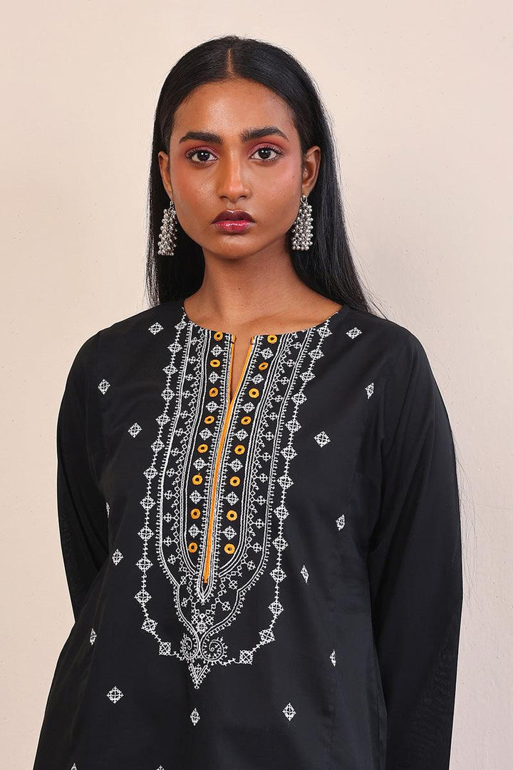 Generation - Gul Meena Metallic Kurta - Black White - Lawn - 1 Piece