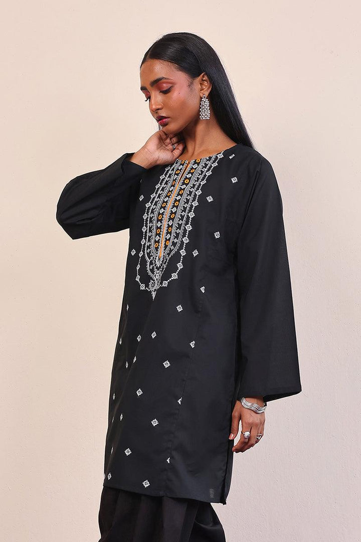 Generation - Gul Meena Metallic Kurta - Black White - Lawn - 1 Piece