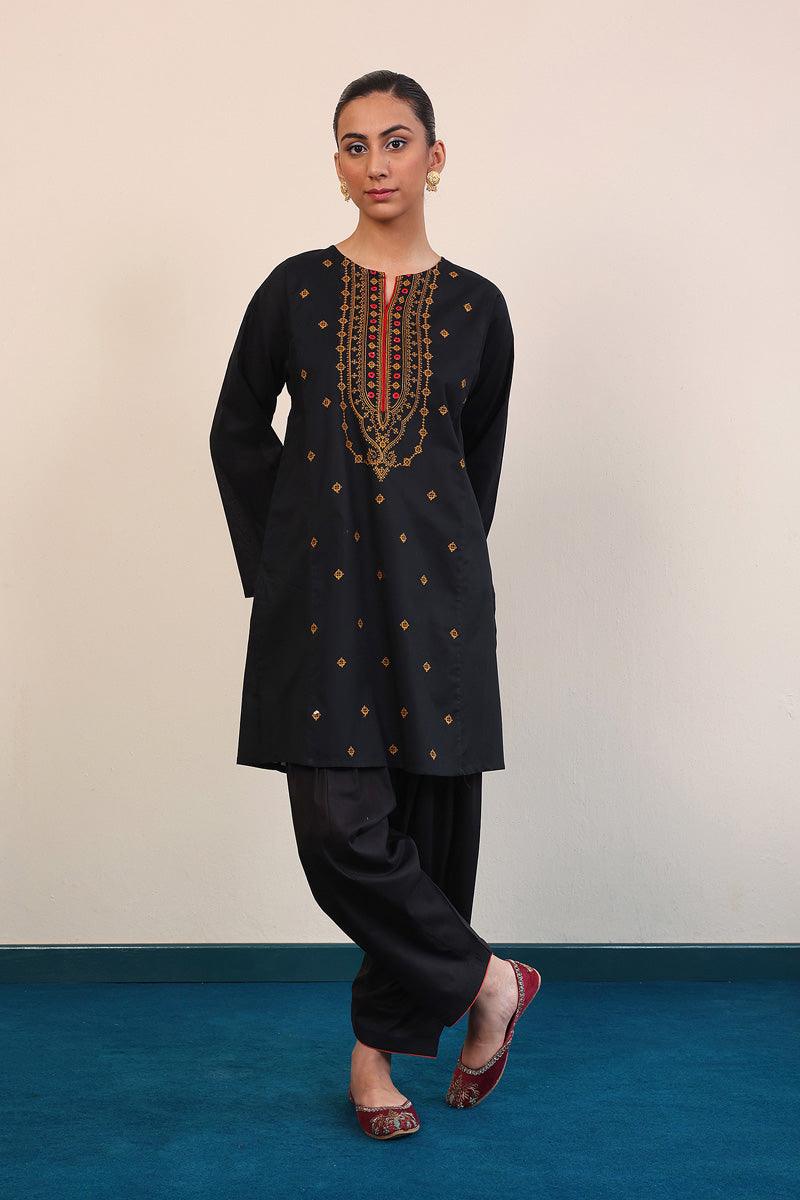 Generation - Gul Meena Jade Kurta - Black - Lawn - 1 Piece