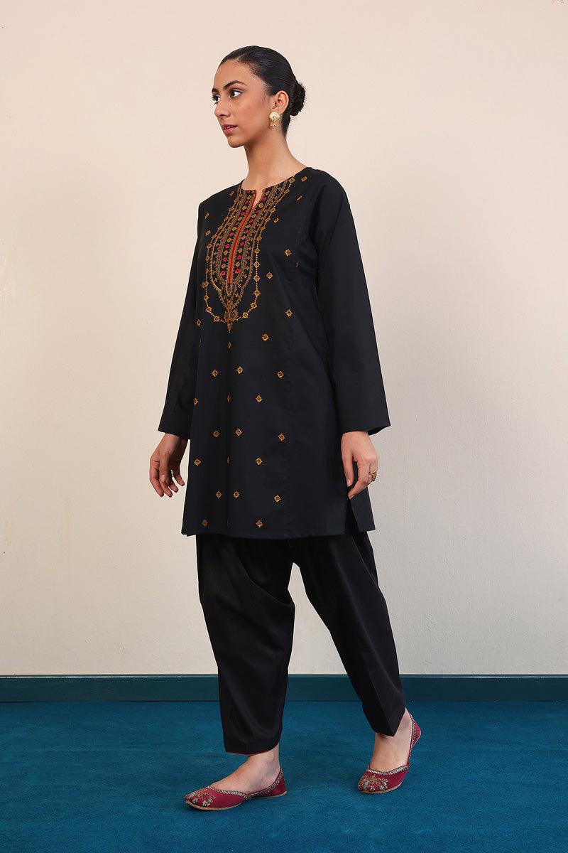 Generation - Gul Meena Jade Kurta - Black - Lawn - 1 Piece