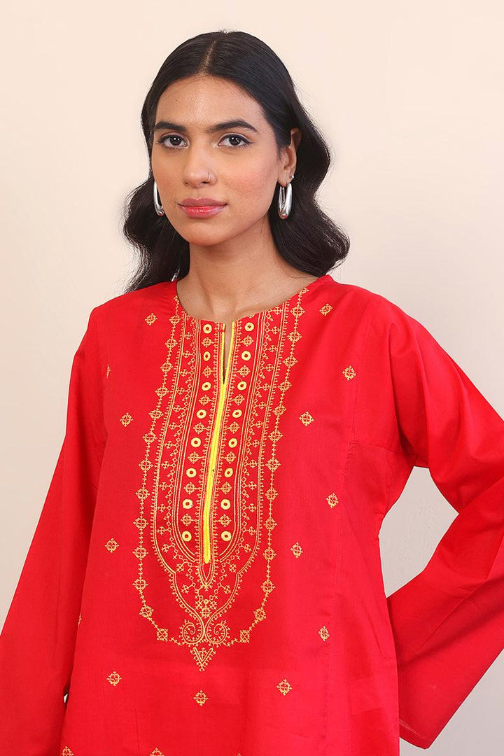 Generation - Gul Meena Top - Red - Lawn - 1 Piece