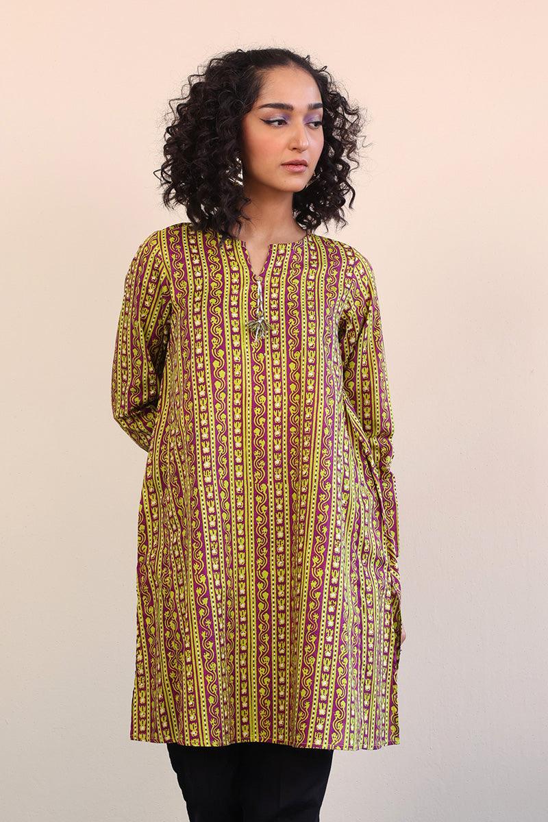 Generation - Mushrooms Kurta - Parrot Green - Lawn - 1 Piece