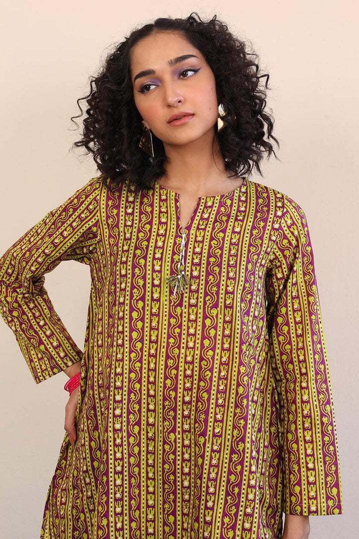 Generation - Mushrooms Kurta - Parrot Green - Lawn - 1 Piece