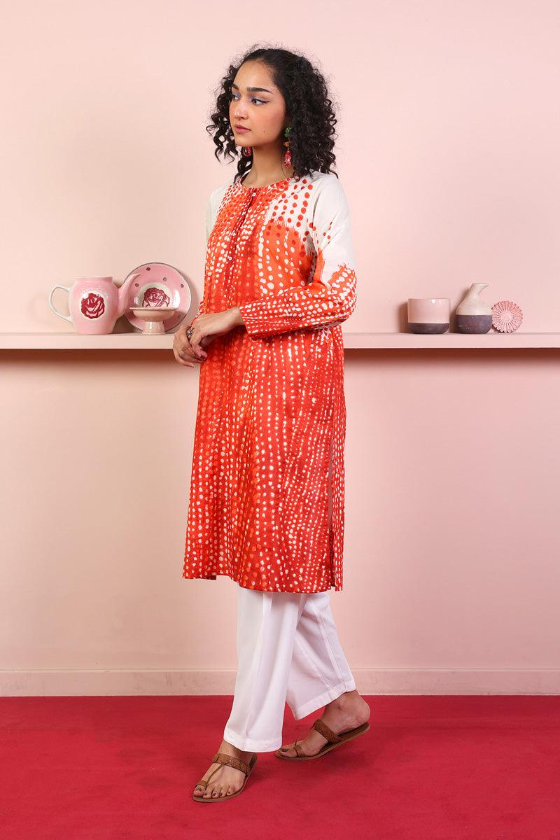 Generation - Slash Kurta - Maroon - Lawn - 1 Piece
