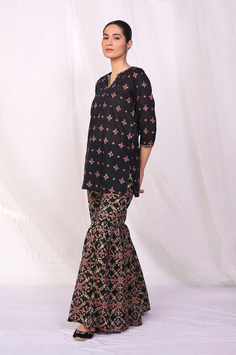 Generation - Zarnigar Gharara Set - Black - Lawn - 2 Piece