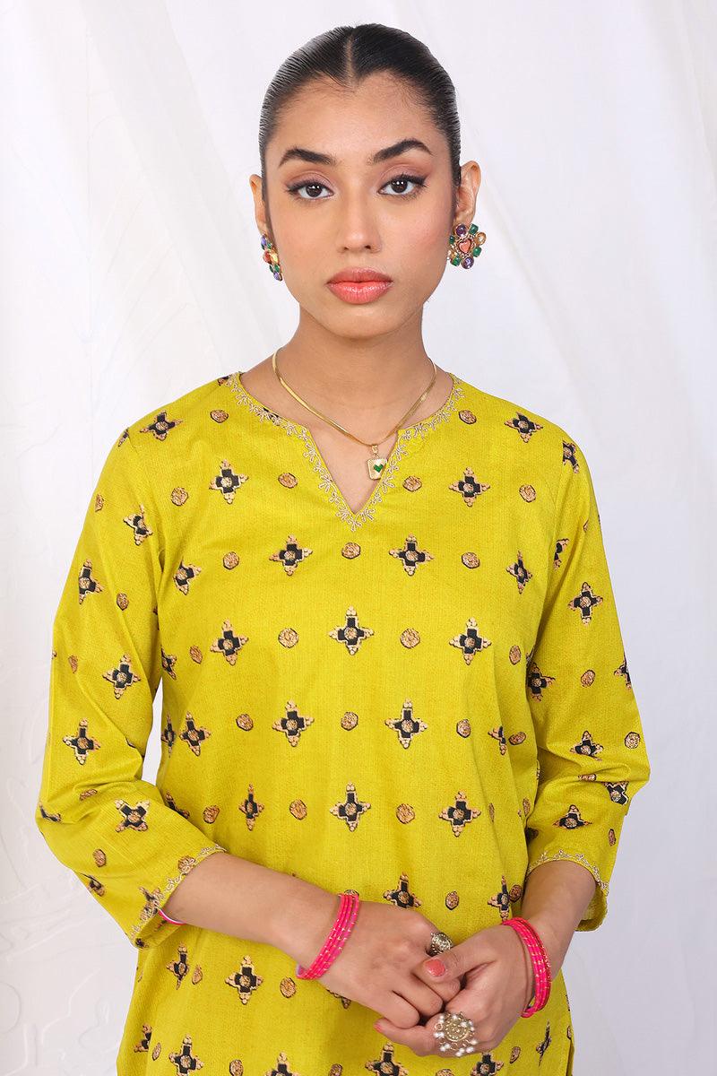 Generation - Zarnigar Gharara Set - Yellow - Lawn - 2 Piece