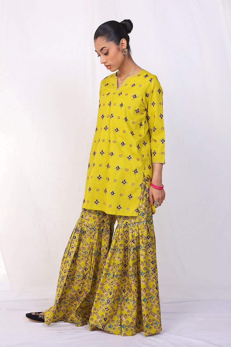 Generation - Zarnigar Gharara Set - Yellow - Lawn - 2 Piece