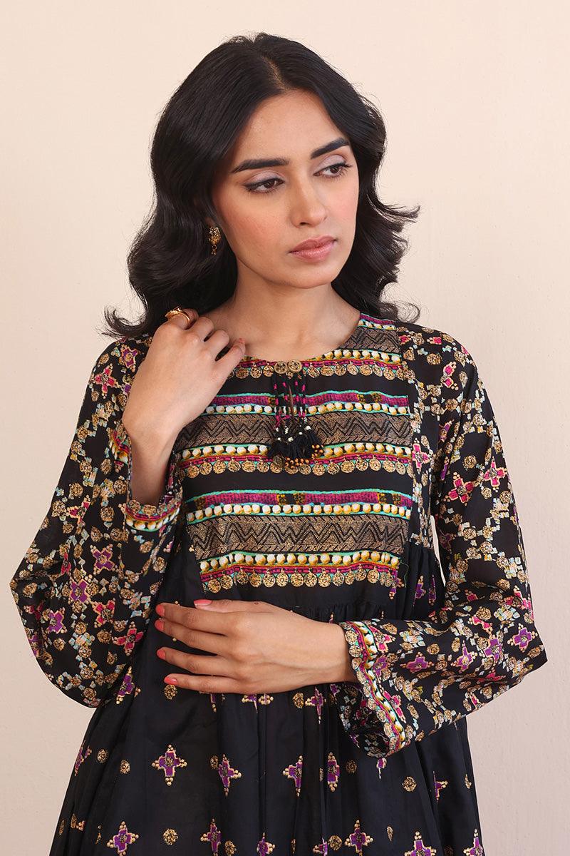 Generation - Zarnigar Frock - Black - Lawn - 1 Piece