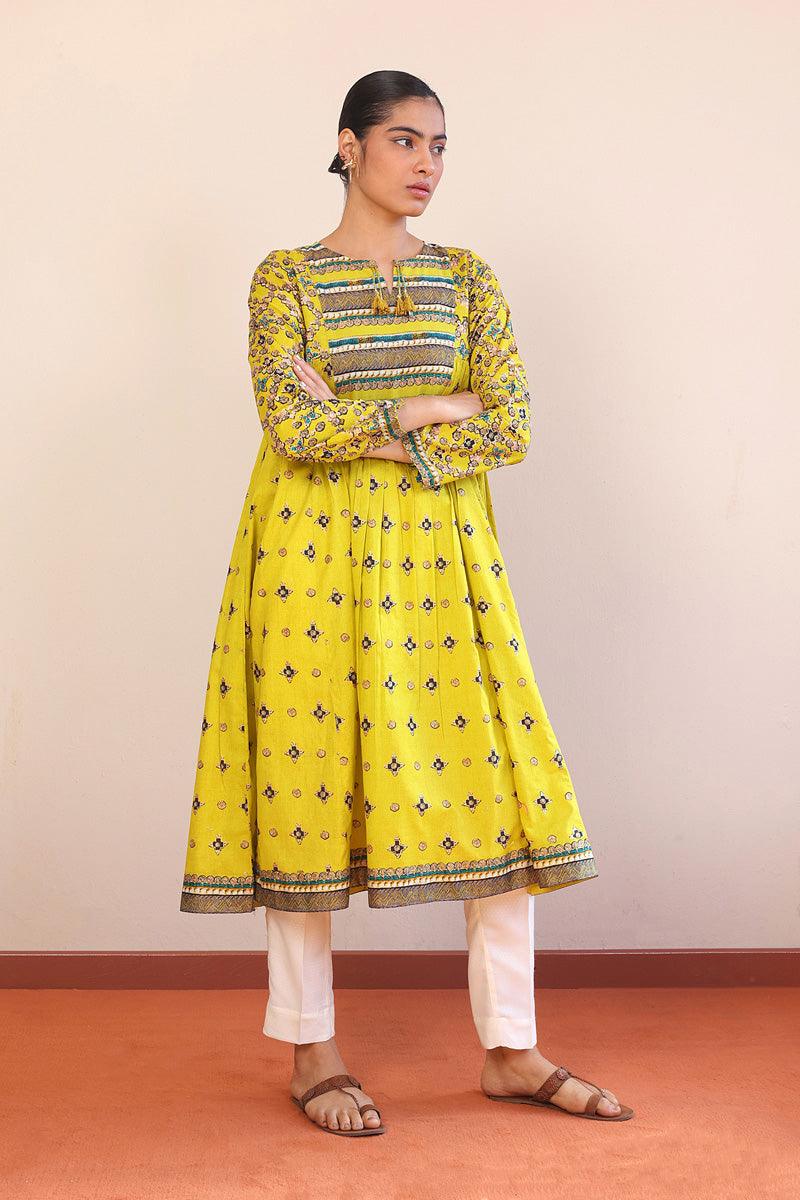 Generation - Zarnigar Frock - Yellow - Lawn - 1 Piece