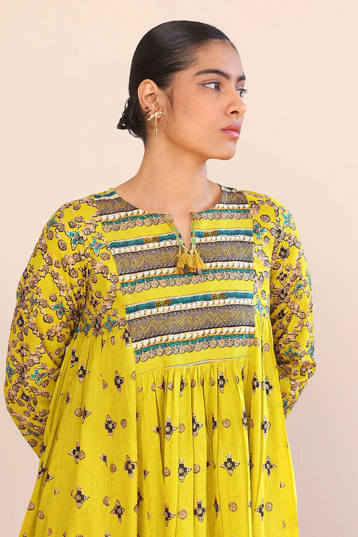 Generation - Zarnigar Frock - Yellow - Lawn - 1 Piece