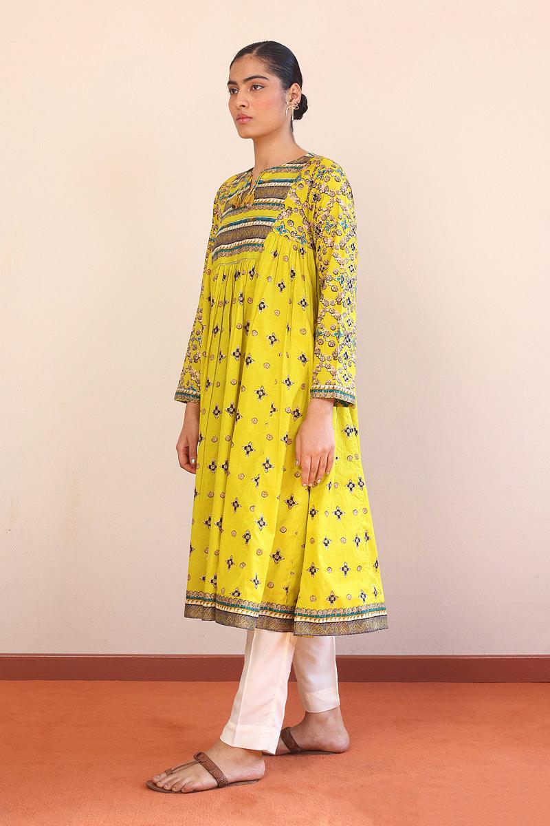 Generation - Zarnigar Frock - Yellow - Lawn - 1 Piece