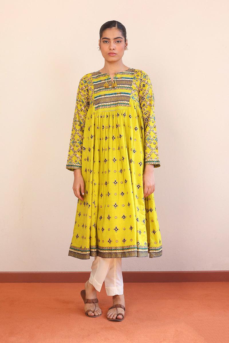 Generation - Zarnigar Frock - Yellow - Lawn - 1 Piece