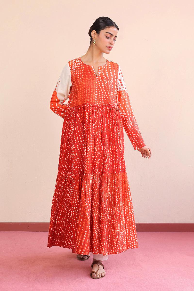 Generation - Slash Teired Dress - Red - Lawn - 1 Piece