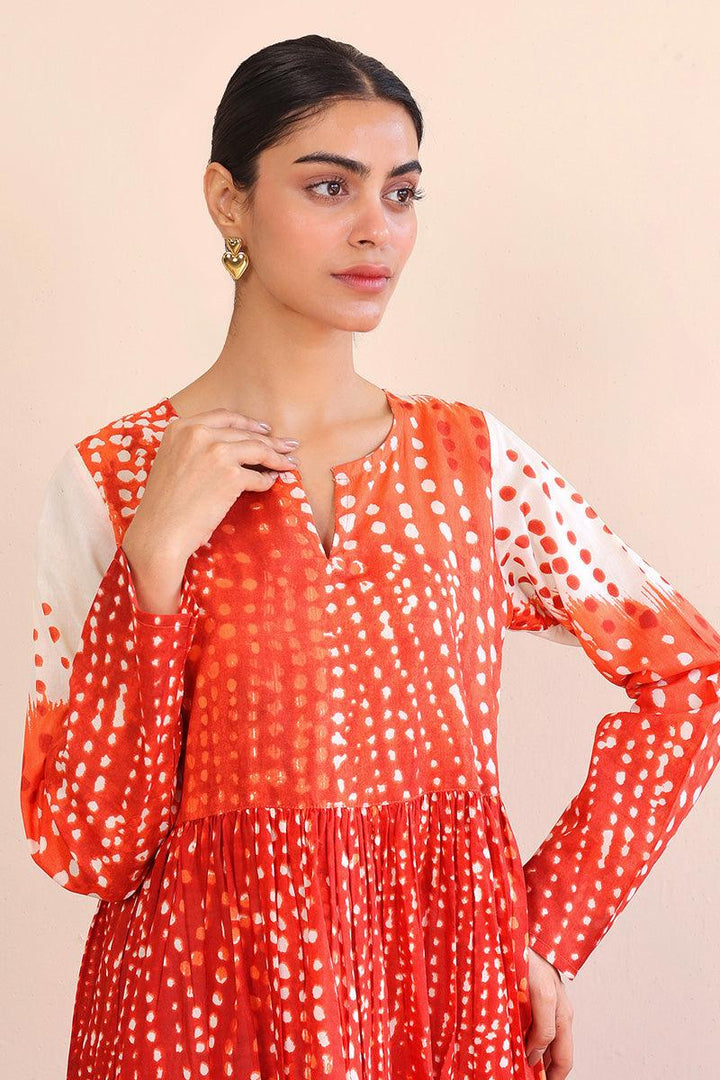 Generation - Slash Teired Dress - Red - Lawn - 1 Piece