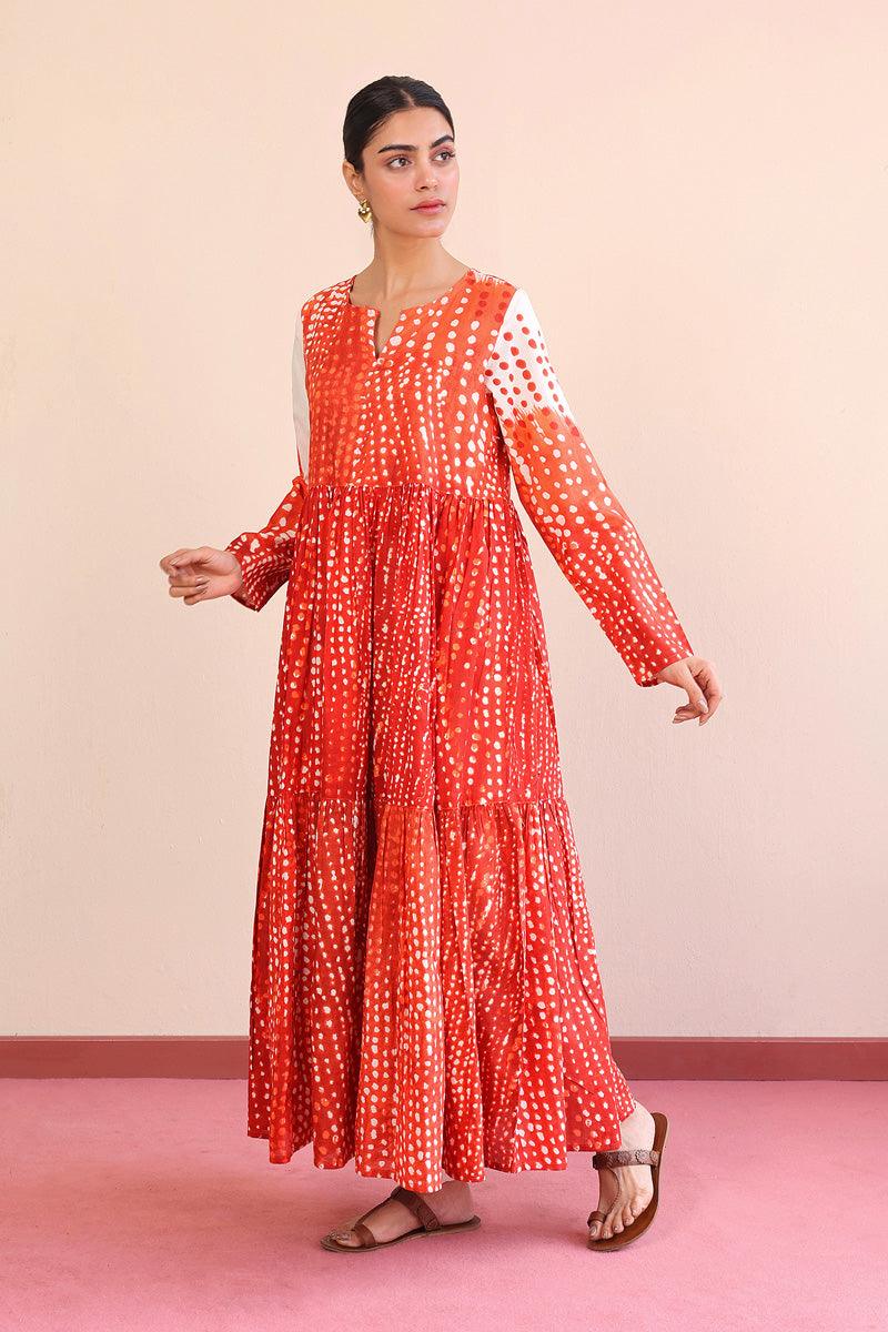 Generation - Slash Teired Dress - Red - Lawn - 1 Piece