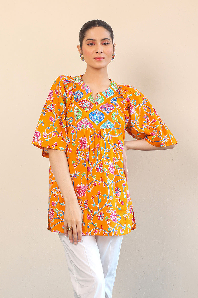 Generation - Kani Floral Top - Orange - Lawn - 1 Piece
