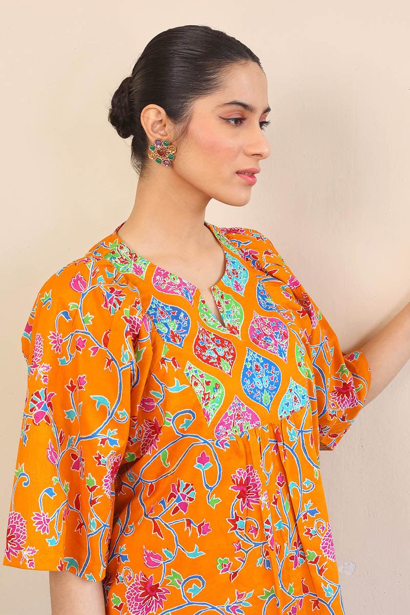 Generation - Kani Floral Top - Orange - Lawn - 1 Piece