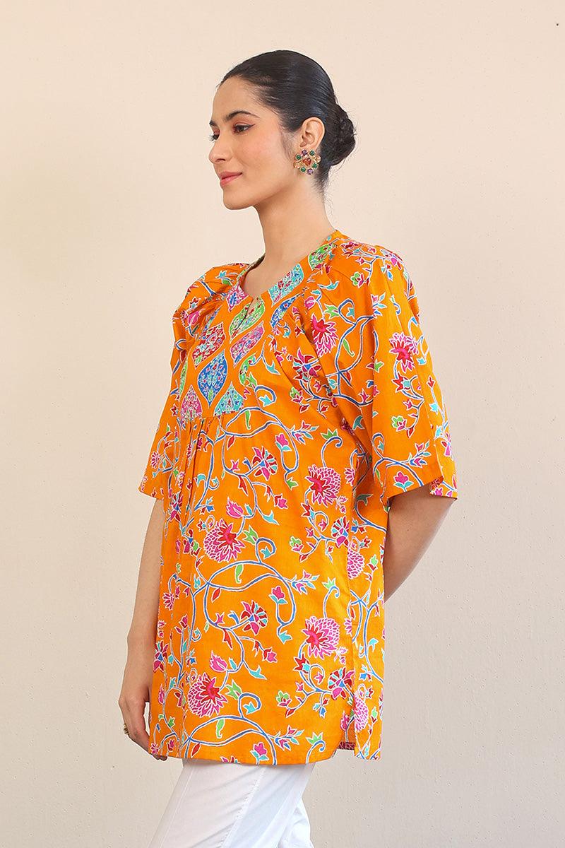 Generation - Kani Floral Top - Orange - Lawn - 1 Piece
