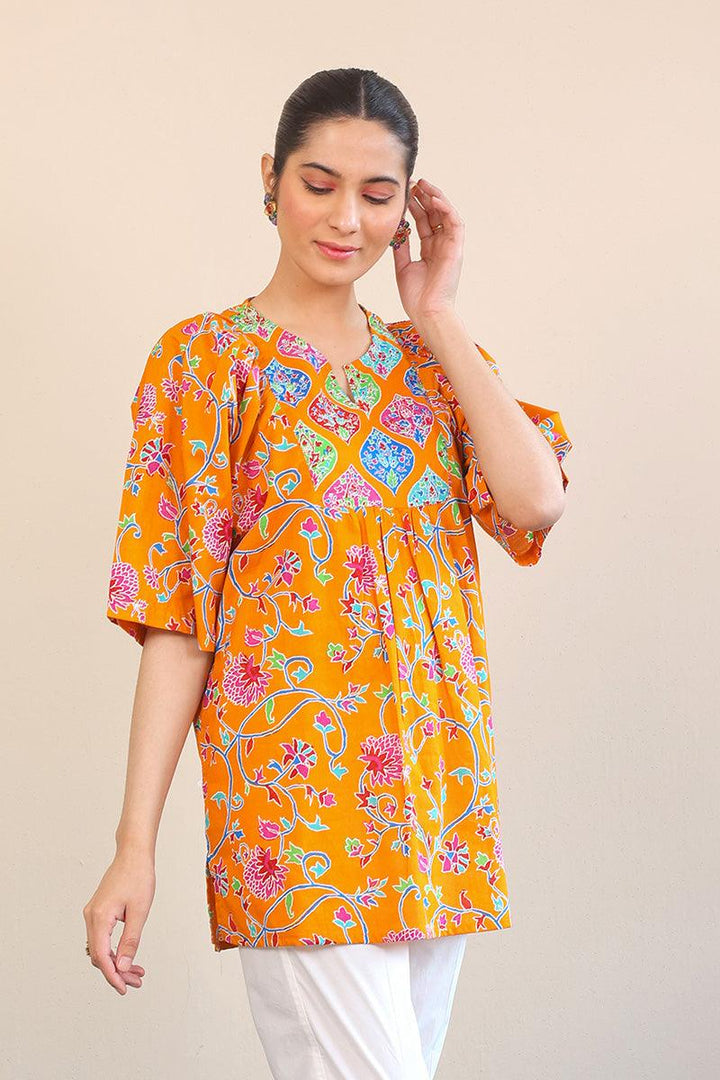 Generation - Kani Floral Top - Orange - Lawn - 1 Piece