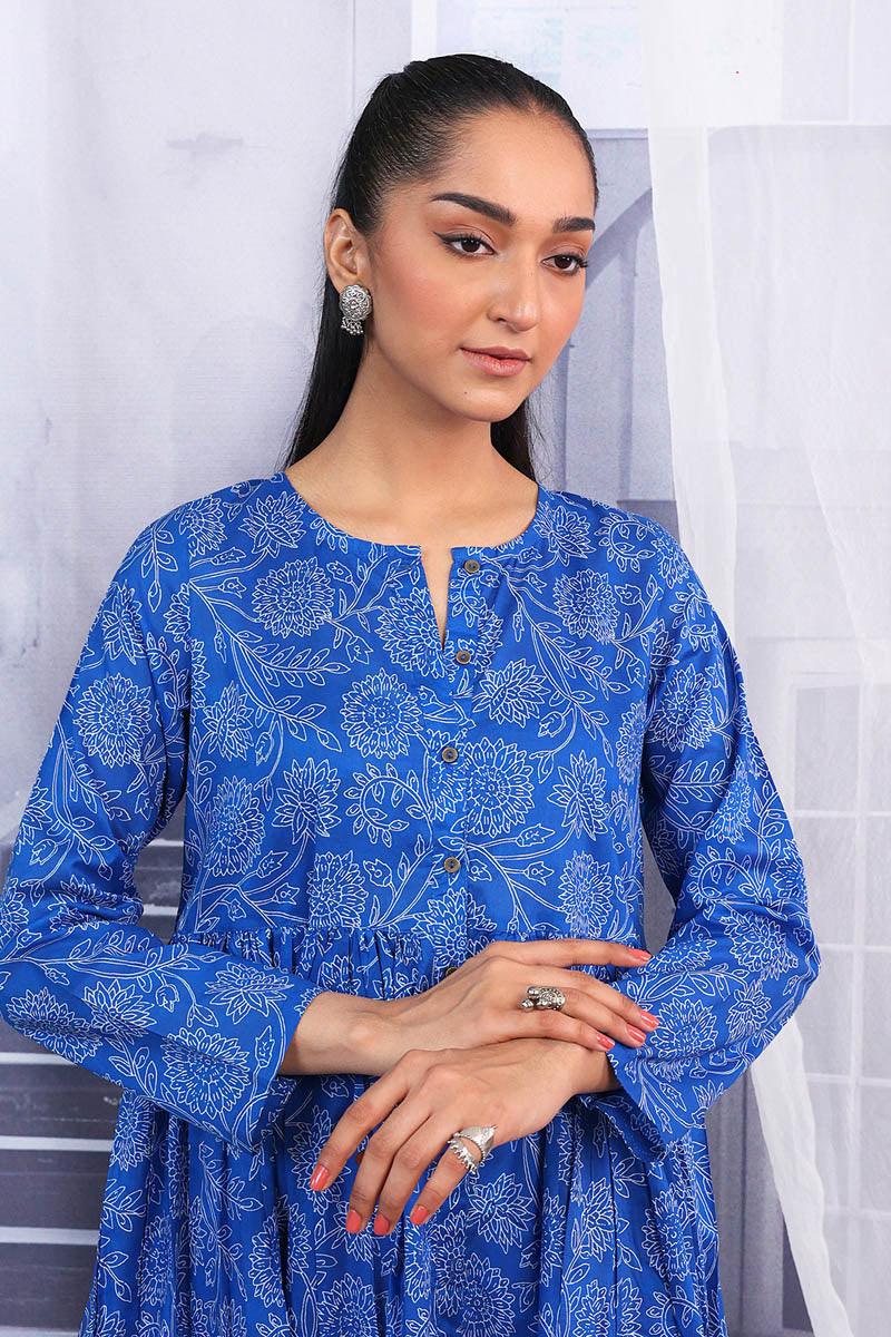 Generation - Mehtab Flared Dress - Blue - Lawn - 1 Piece