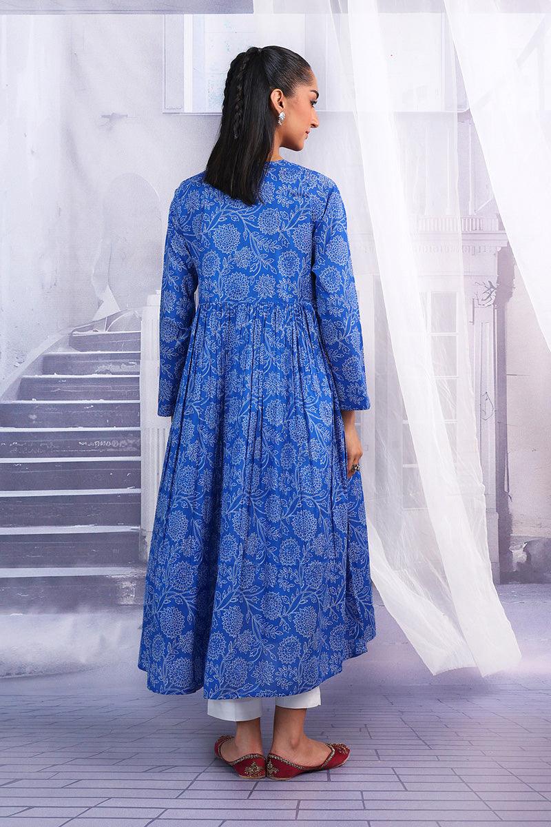 Generation - Mehtab Flared Dress - Blue - Lawn - 1 Piece