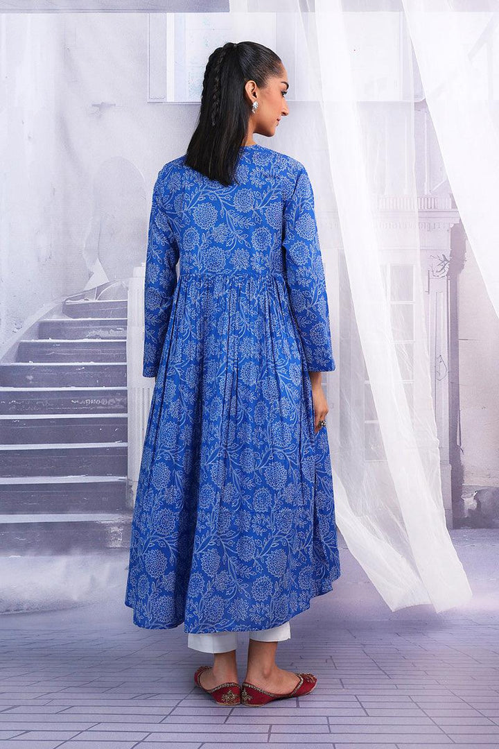 Generation - Mehtab Flared Dress - Blue - Lawn - 1 Piece