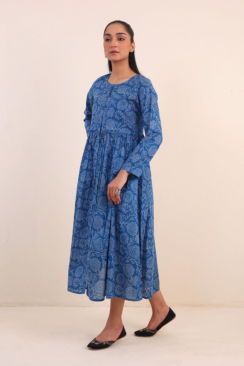 Generation - Mehtab Flared Dress - Teal - Lawn - 1 Piece