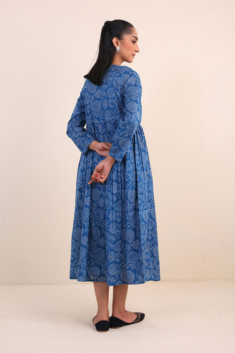 Generation - Mehtab Flared Dress - Teal - Lawn - 1 Piece