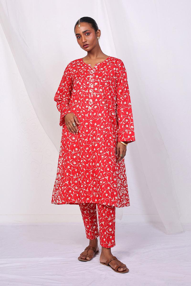 Generation - Mother Of Pearls Set - Red - Lawn - 2 Piece