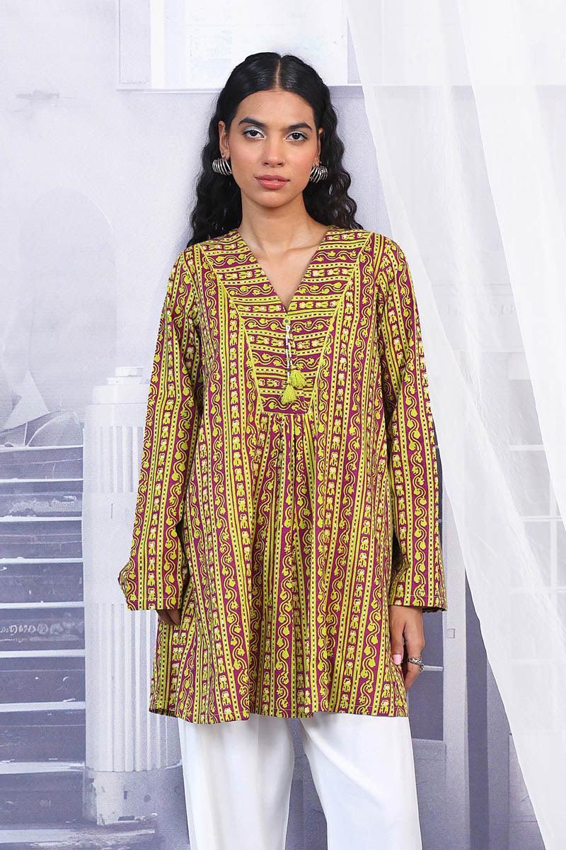 Generation - Mushrooms Kurta - Parrot Green - Lawn - 1 Piece
