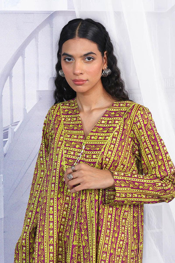 Generation - Mushrooms Kurta - Parrot Green - Lawn - 1 Piece