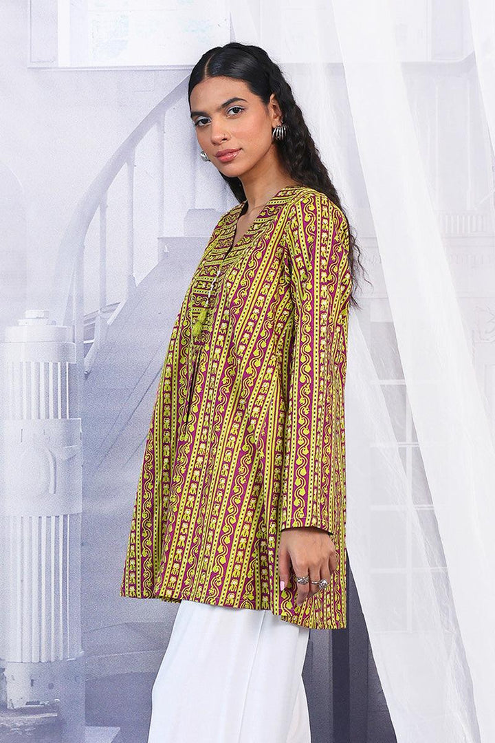 Generation - Mushrooms Kurta - Parrot Green - Lawn - 1 Piece