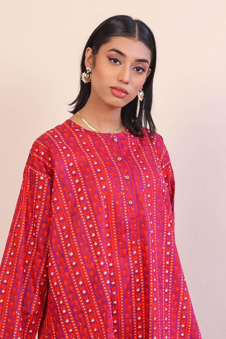 Generation - Mushrooms Kurti - Red - Lawn - 1 Piece
