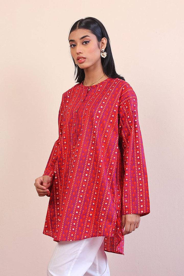 Generation - Mushrooms Kurti - Red - Lawn - 1 Piece