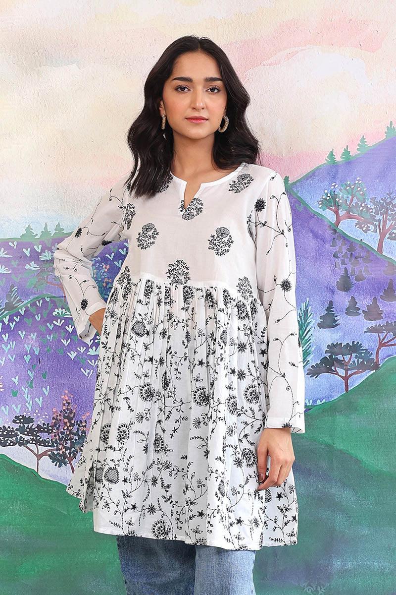 Generation - Bahar Monochromatic Frock - White - Lawn - 1 Piece