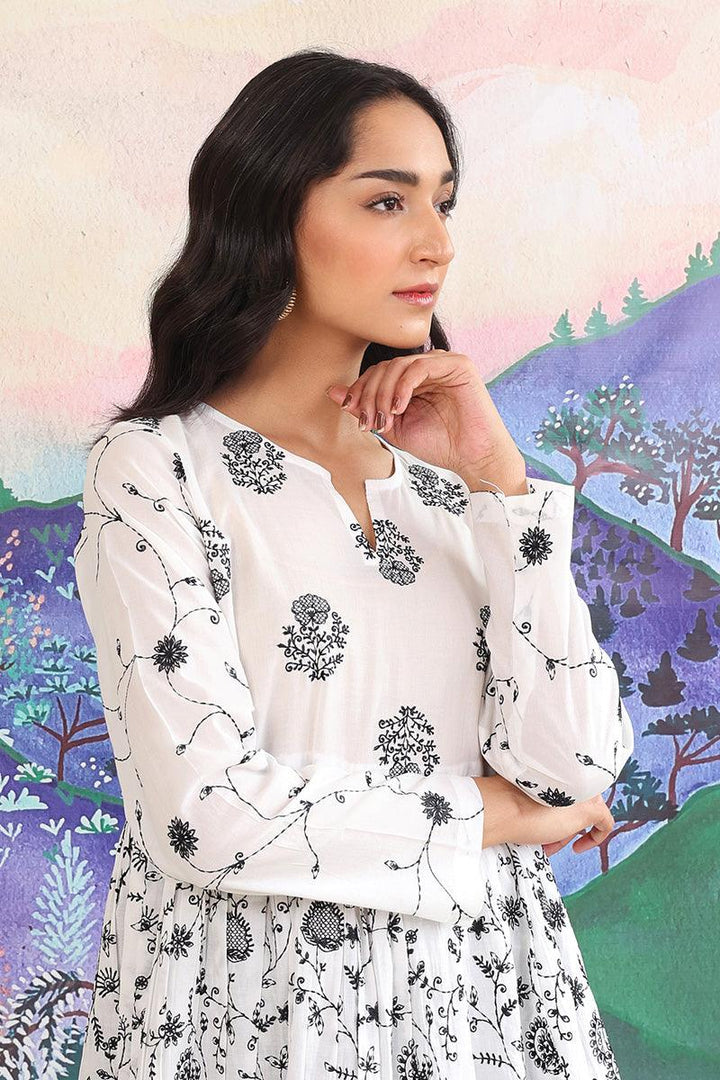 Generation - Bahar Monochromatic Frock - White - Lawn - 1 Piece