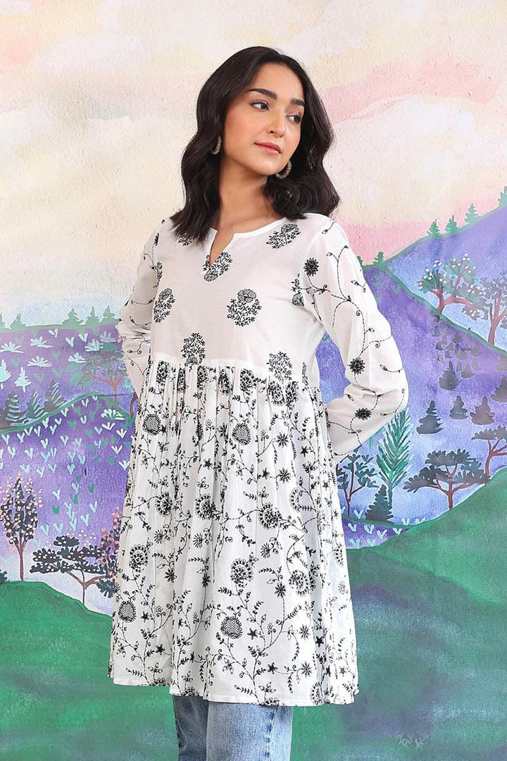 Generation - Bahar Monochromatic Frock - White - Lawn - 1 Piece