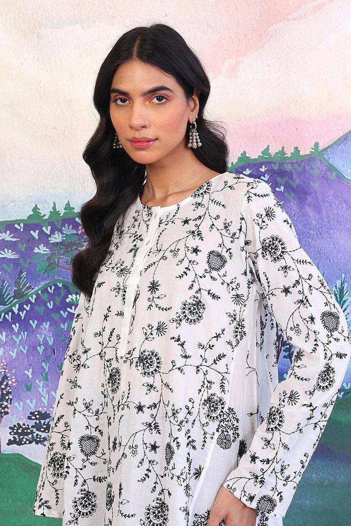 Generation - Bahar Monochrome Embroidered Kurta - Black - Lawn - 1 Piece