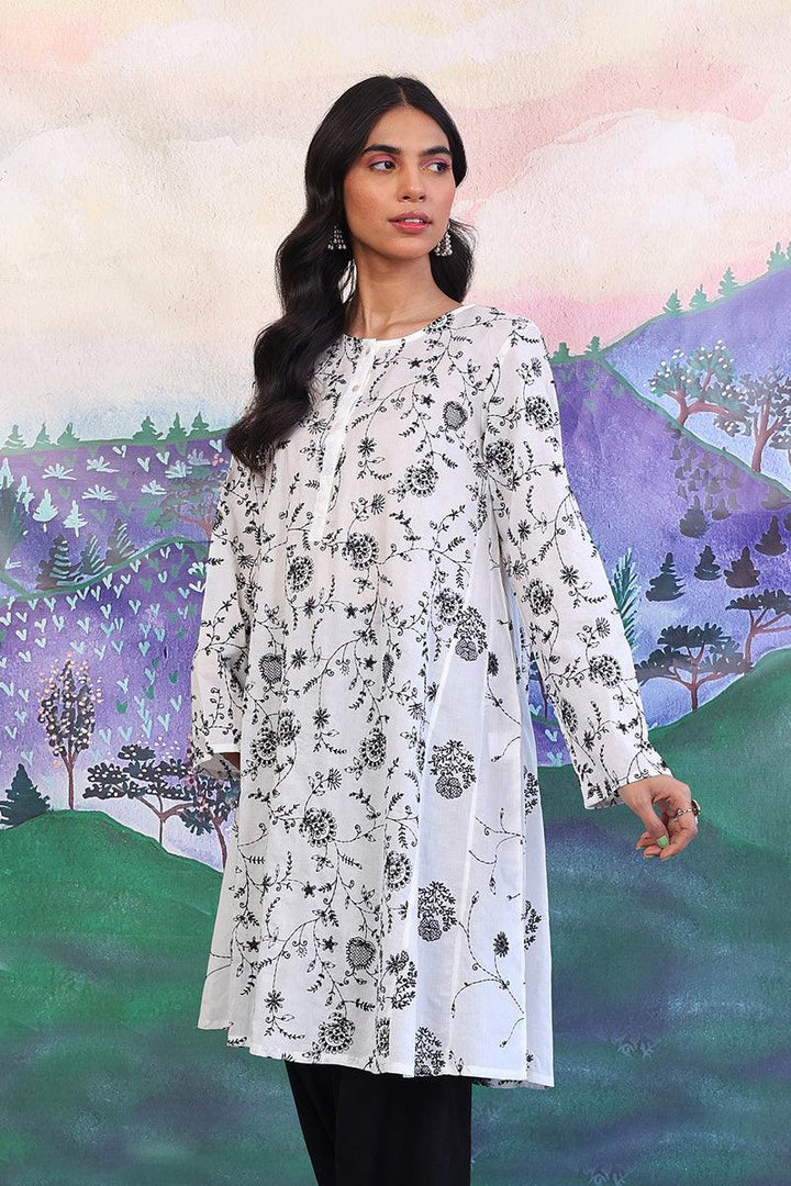 Generation - Bahar Monochrome Embroidered Kurta - Black - Lawn - 1 Piece