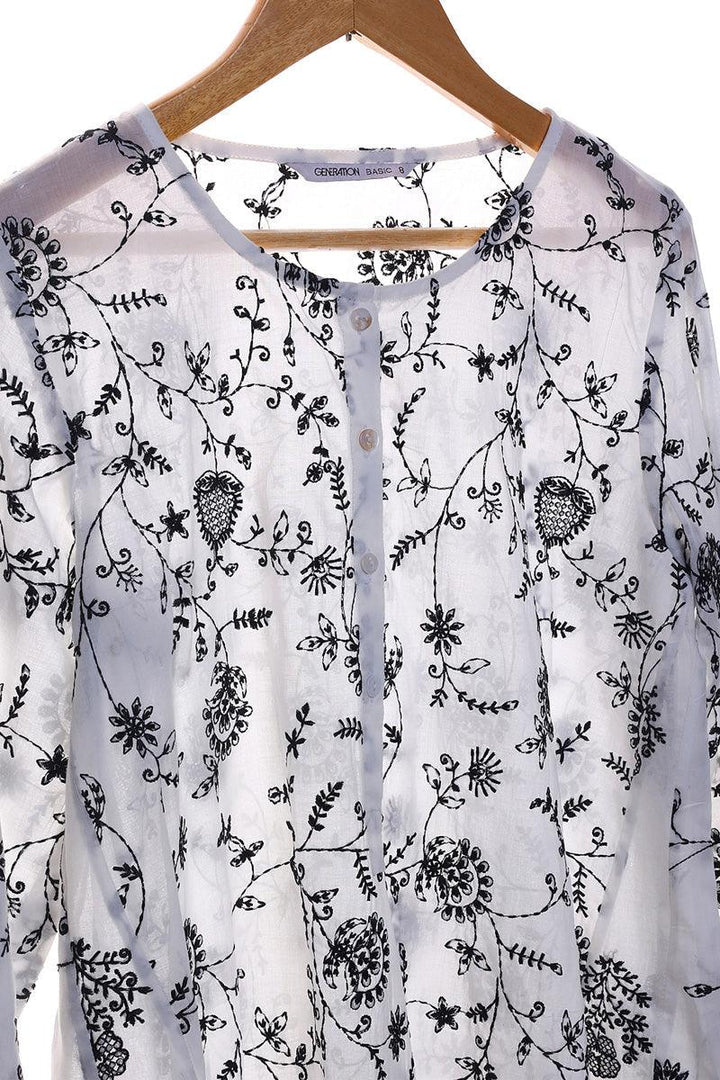 Generation - Bahar Monochrome Embroidered Kurta - Black - Lawn - 1 Piece