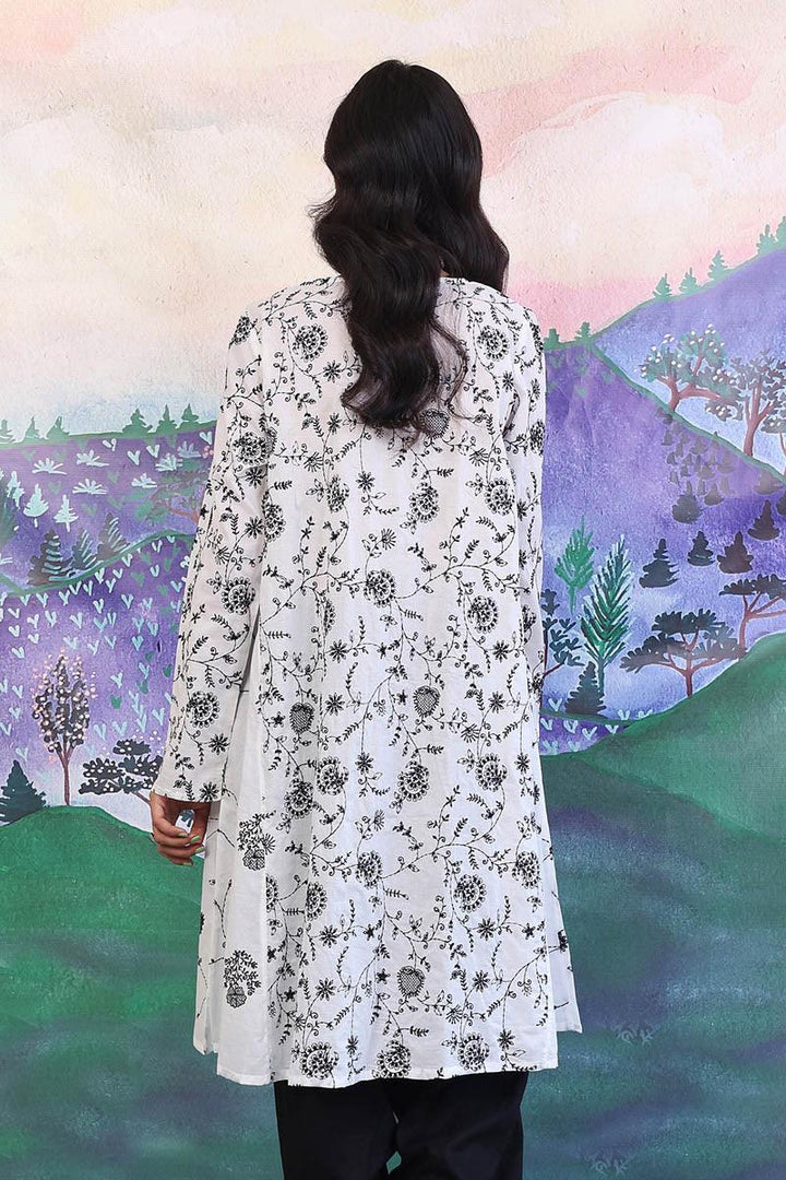 Generation - Bahar Monochrome Embroidered Kurta - Black - Lawn - 1 Piece