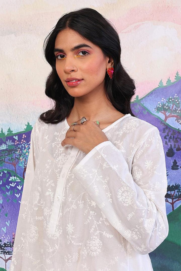 Generation - Bahar Embroidered Safaida Kurta - White - Lawn - 1 Piece