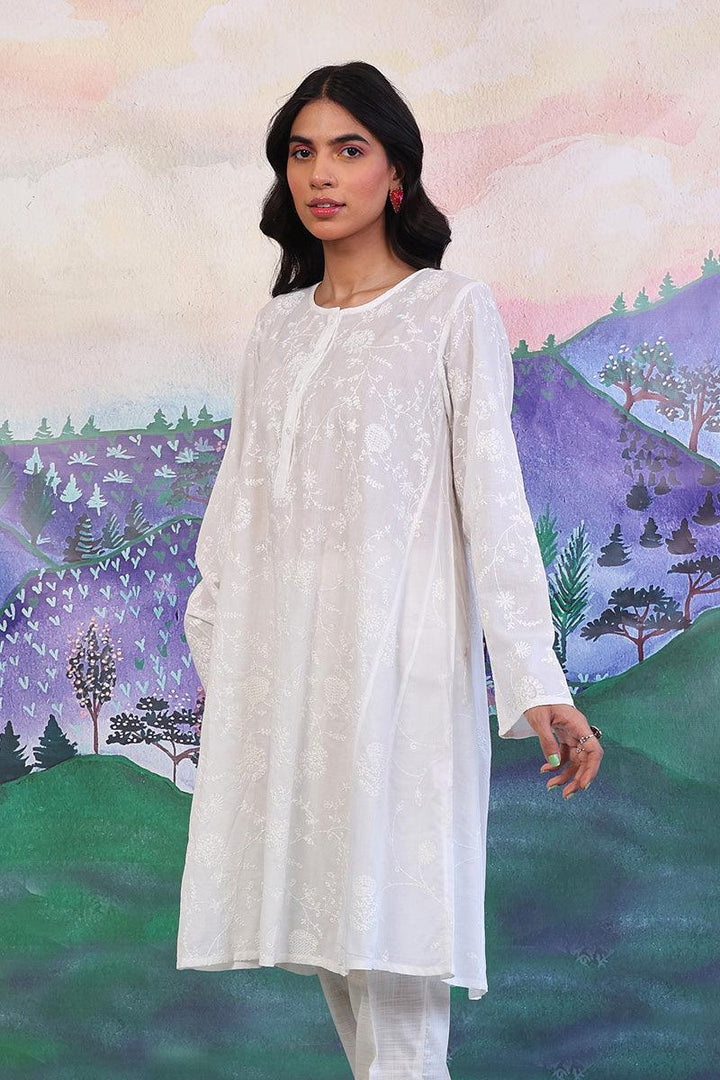 Generation - Bahar Embroidered Safaida Kurta - White - Lawn - 1 Piece
