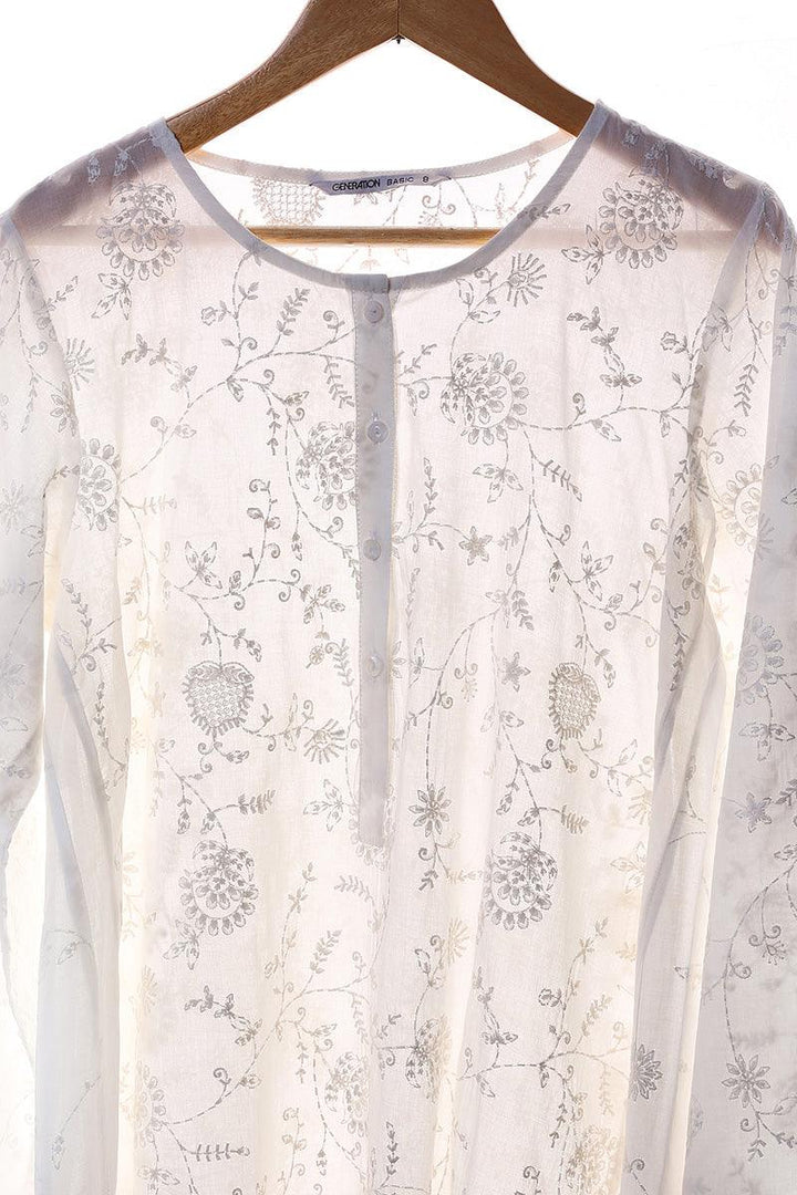 Generation - Bahar Embroidered Safaida Kurta - White - Lawn - 1 Piece