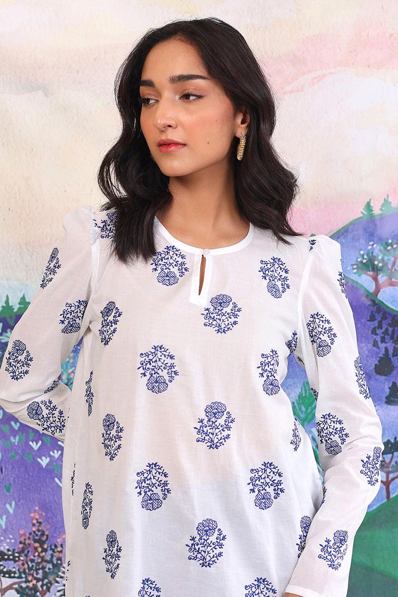 Generation - Bahar Puff Sleeves Kurta - Blue - Lawn - 1 Piece